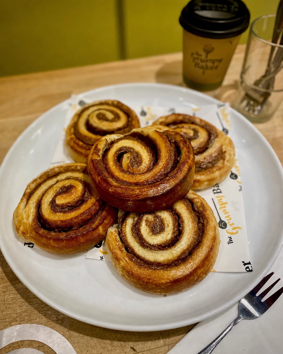 A spiral baked pastry